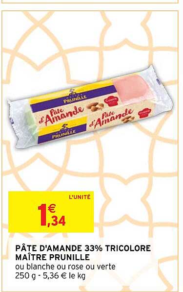 pâte d'amande 33% tricolore maître prunille
