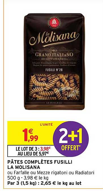 Pâtes Complètes Fusilli La Molisana