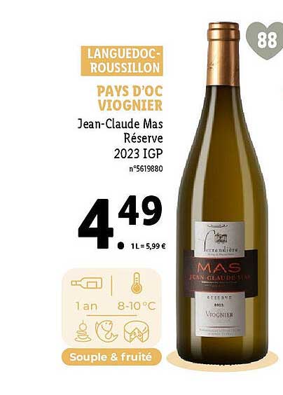 pays d'oc viognier jean-claude mas réserve 2023 igp