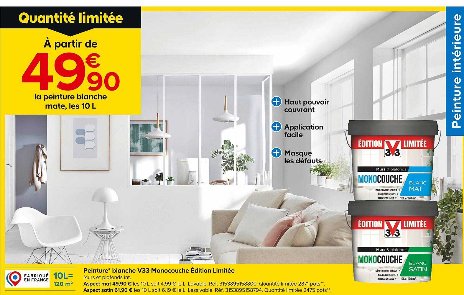 peinture blance v33 monocouche édition limitée