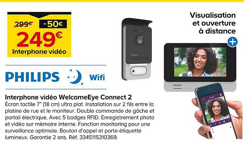 philips interphone vidéo welcomeye connect 2