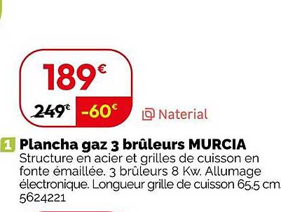 plancha gaz 3 brûleurs murcia naterial
