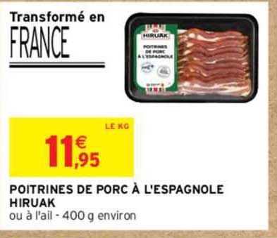 poitrines de porc à l'espagnole hiruak