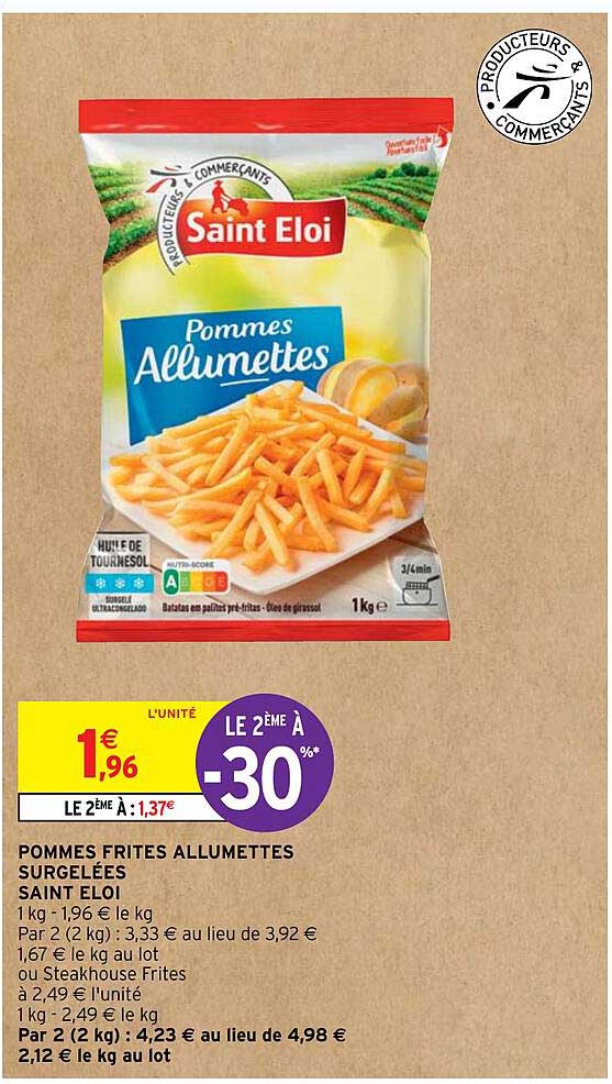 pommes frites allumettes surgelées saint eloi
