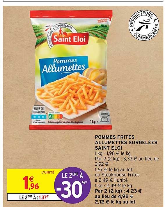 pommes frites allumettes surgelées saint eloi