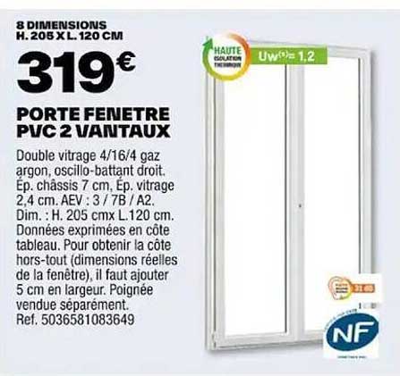 porte fenêtre pvc 2 vantaux