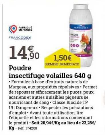 poudre insectifuge volaille 640 g