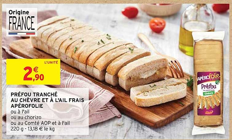 préfou tranché au chèvre et à l'ail frais apérofolie