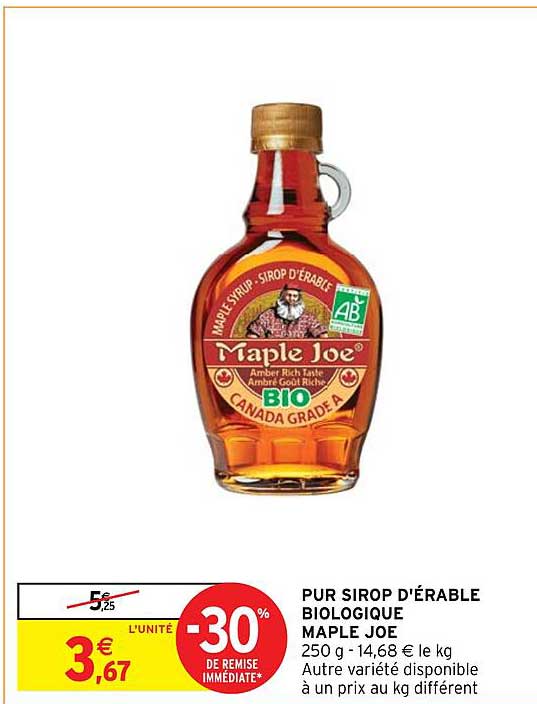 pur sirop d'érable biologique maple joe