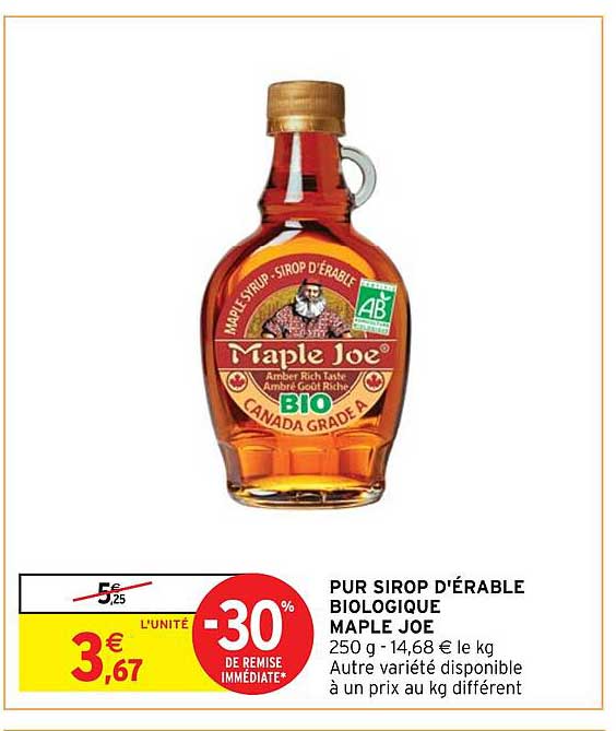 pur sirop d'érable biologique maple joe