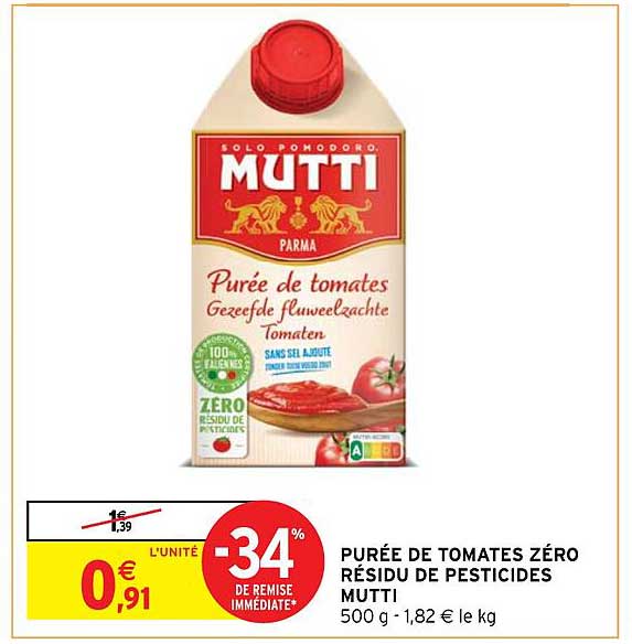 Purée De Tomates Zéro Résidu De Pesticides Mutti