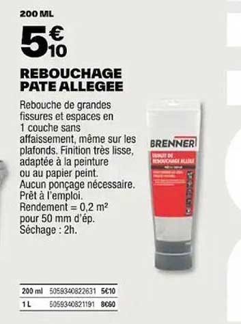 rebouchage pâte allégée brenner