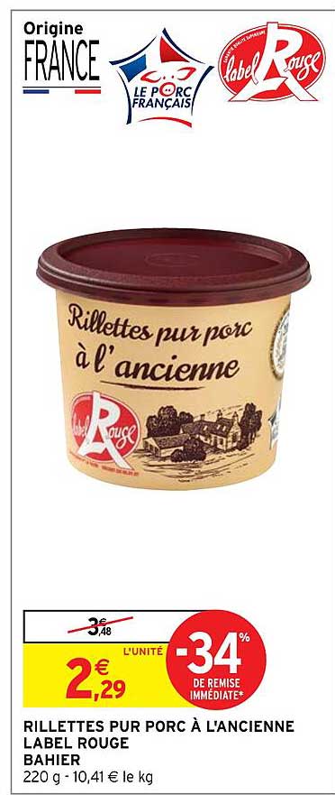 Rillettes Pur Porc à L'ancienne Label Rouge Bahier