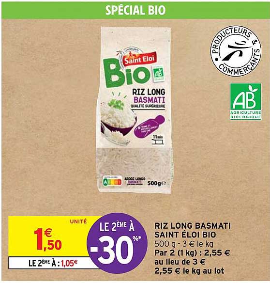 Riz Long Basmati Saint éloi Bio