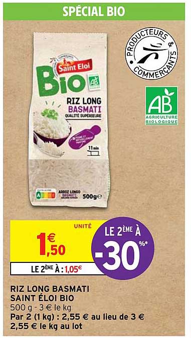 Riz Long Basmati Saint éloi Bio