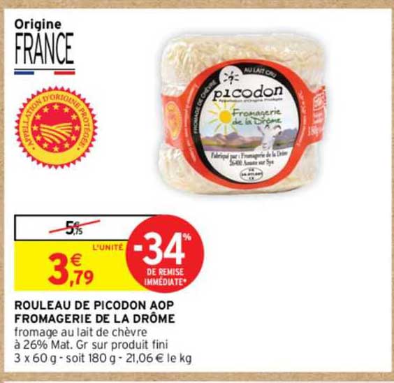 rouleau de picodon aop fromagerie de la drôme