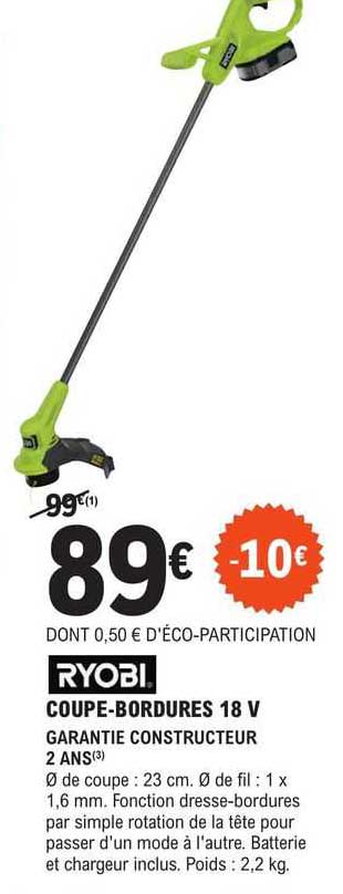 ryobi coupe-bordures 18 v