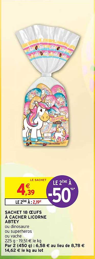 sachet 18 œufs à cacher licorne abtey