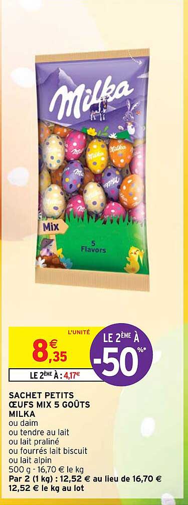 sachet petits œufs mix 5 goûts milka