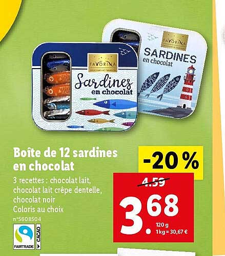 Boîte De 12 Sardines En Chocolat