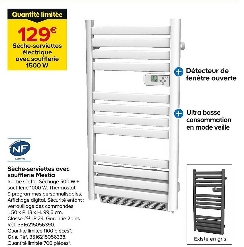 sèche-serviettes avec soufflerie mestia