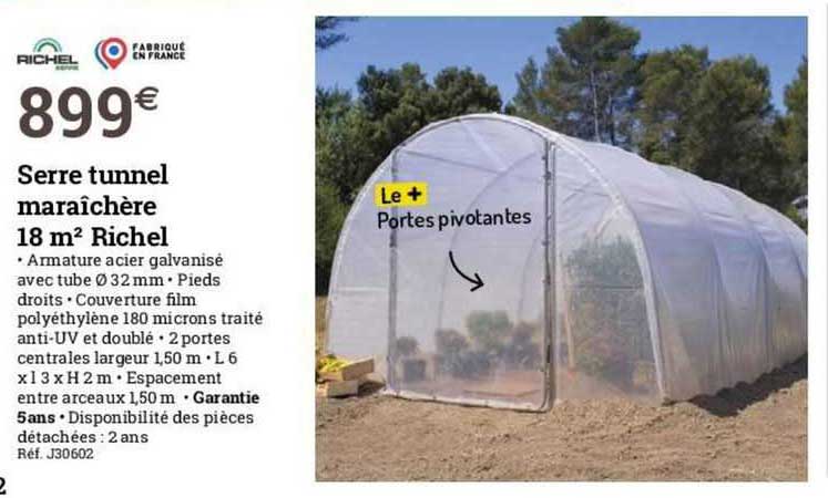 serre tunnel maraîchère 18 m2 richel