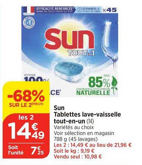 sun tablettes lave-vaisselle tout-en-un