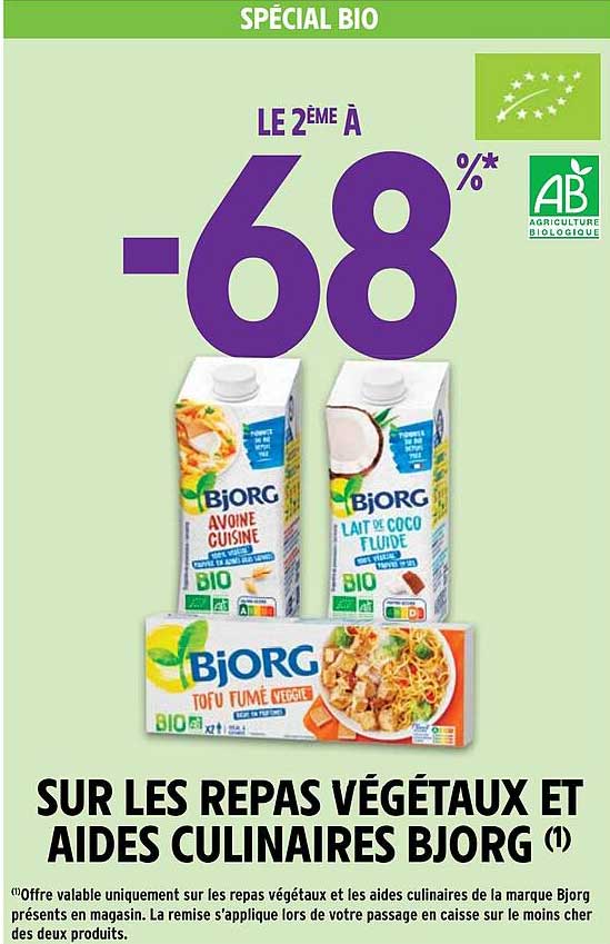 sur les repas végétaux et aides culinaires bjorg