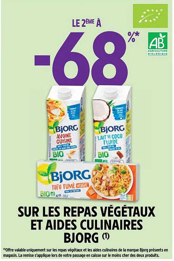 sur les repas végétaux et aides culinaires bjorg