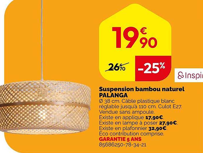 Suspension Bambou Naturel Palanga
