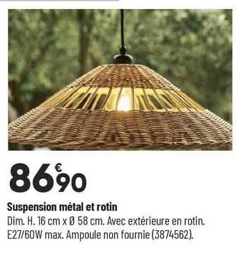 Suspension Métal Et Rotin