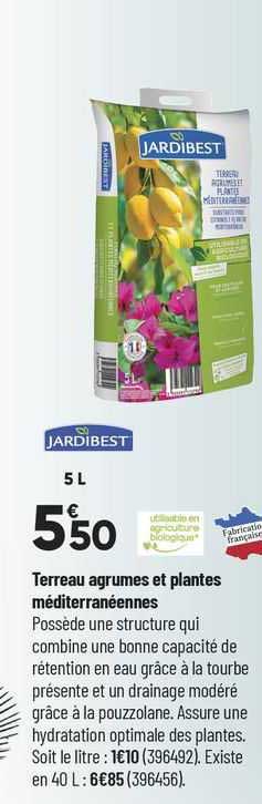 terreau agrumes et plantes méditerranéennes jardibest