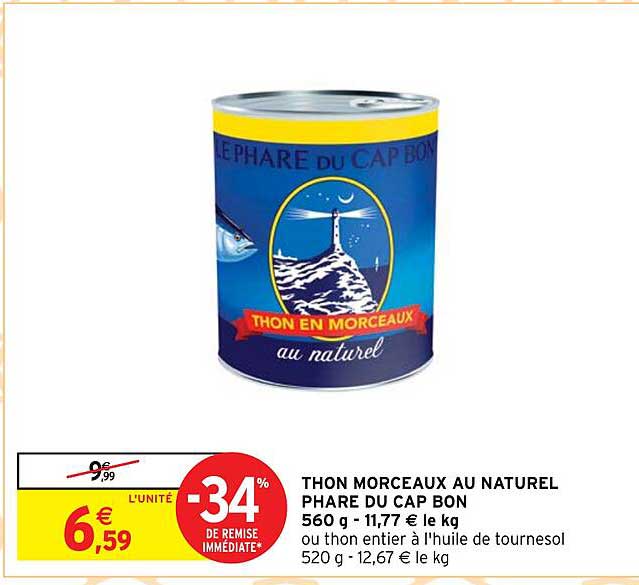 thon morceaux au naturel phare du cap bon