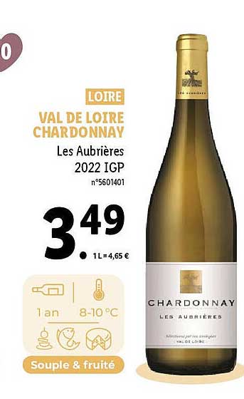 val de loire chardonnay les aubrières 2022 igp