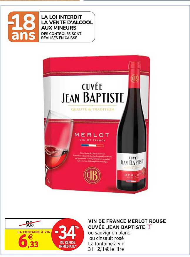 vin de france merlot rouge cuvée jean baptiste