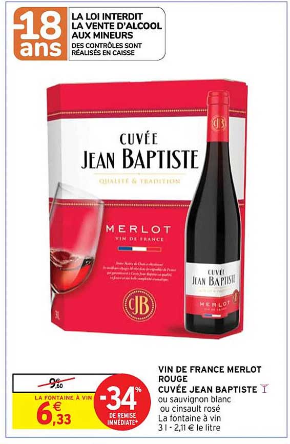 vin de france merlot rouge cuvée jean baptiste