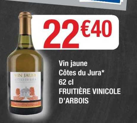 vin jaune côtes du jura 62 cl fruitière vinicole d'arbois
