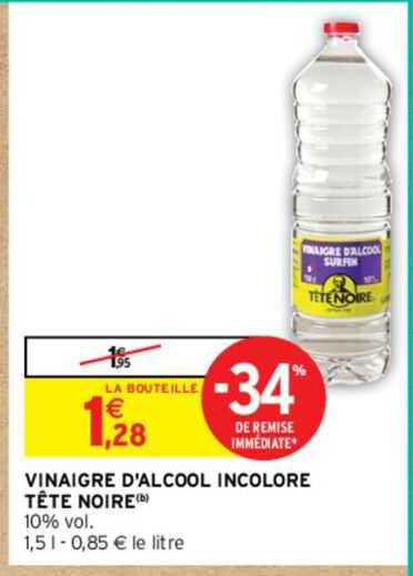vinagire d'alcool incolore tête noire