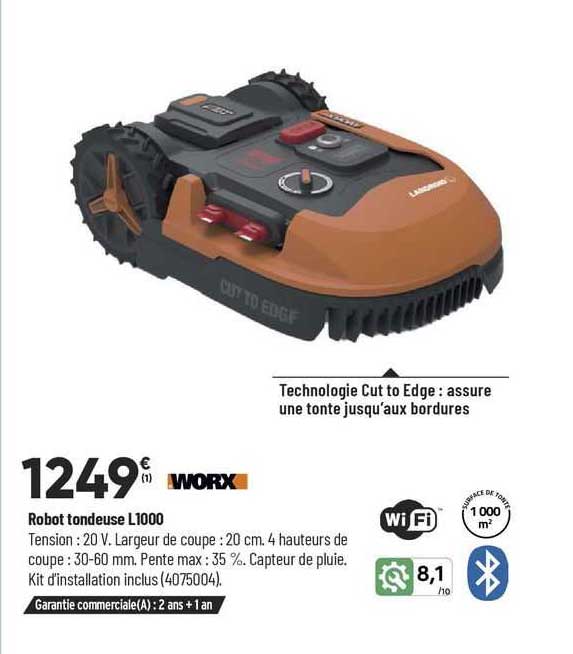worx robot tondeuse l1000