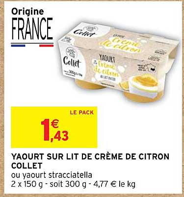 yaourt sur lit de crème de citron collet