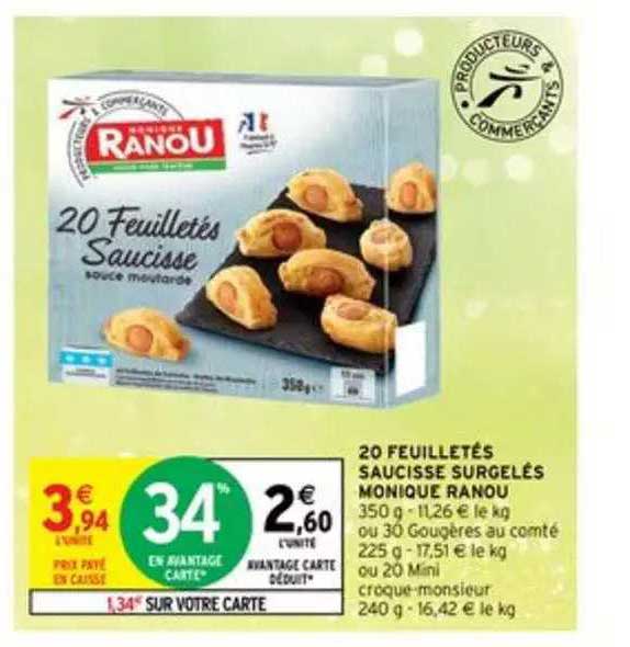 20 feuilletés saucisse surgelés monique ranou