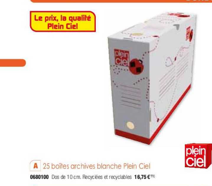25 boîtes archives blanche plein ciel