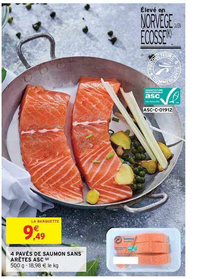 4 pavés de saumon sans arêtes asc