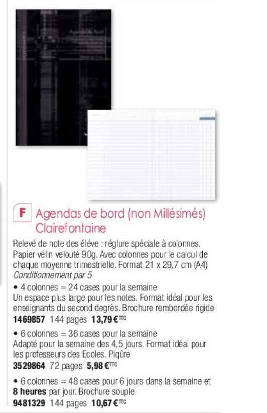 agendas de bord (non millésimés) clairefontaine