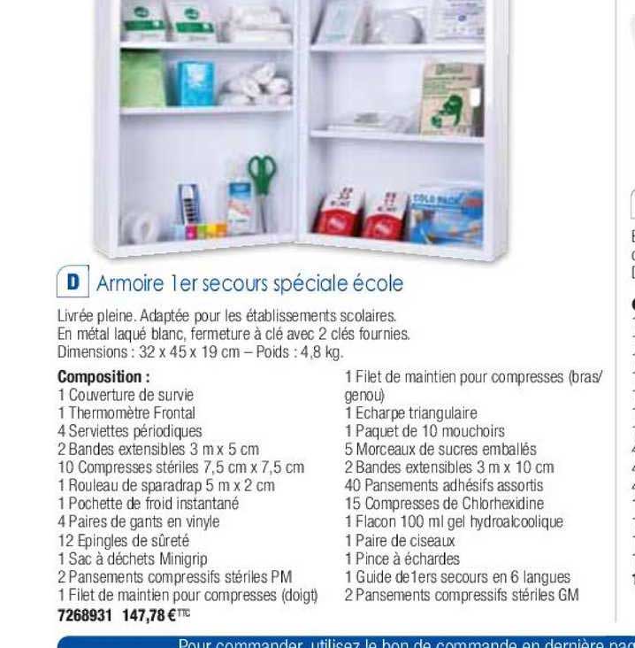 armoire 1er secours spéciale école