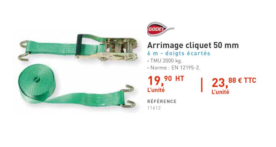 arrimage cliquet 50 mm godet