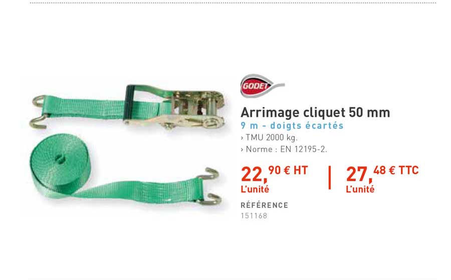 arrimage cliquet 50 mm godet