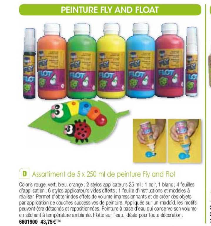 assortiment de 5 x 250 ml de peinture fly and flot