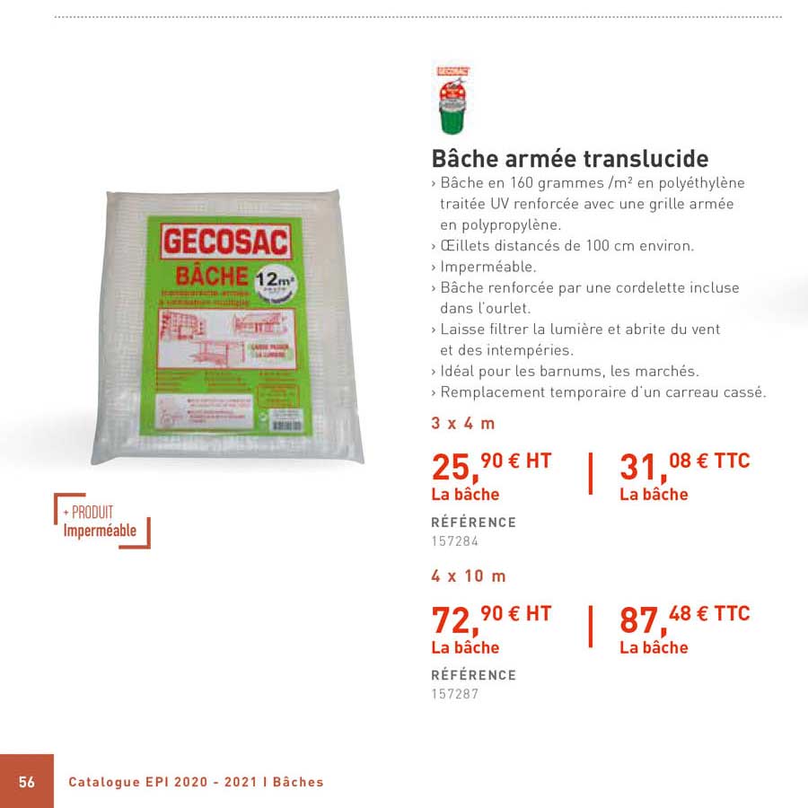 bâche armée translucide gecosac