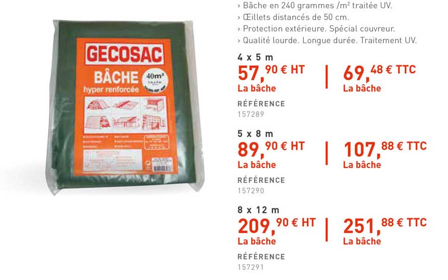 bâche hyper renforcée gecosac